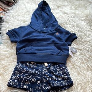 Blue Hoodie and Bandana Print Shorts Set